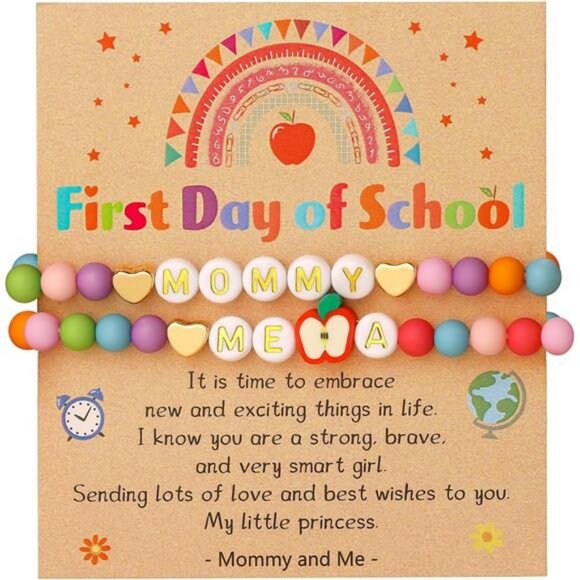 First Day of School Initial Match Bracelets Back to School Bracelet Mommy and Me - Picture 1 of 6